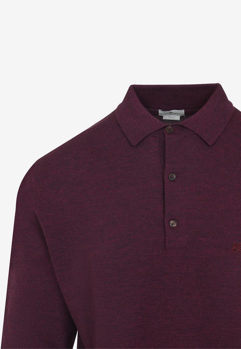 Knitted Long-Sleeved Polo Sweater