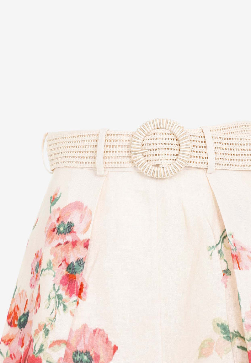 Lightburst Belted Floral Mini Shorts