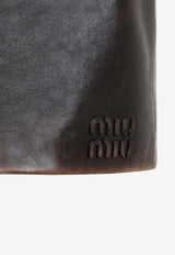 Logo Embossed Midi Leather Skirt