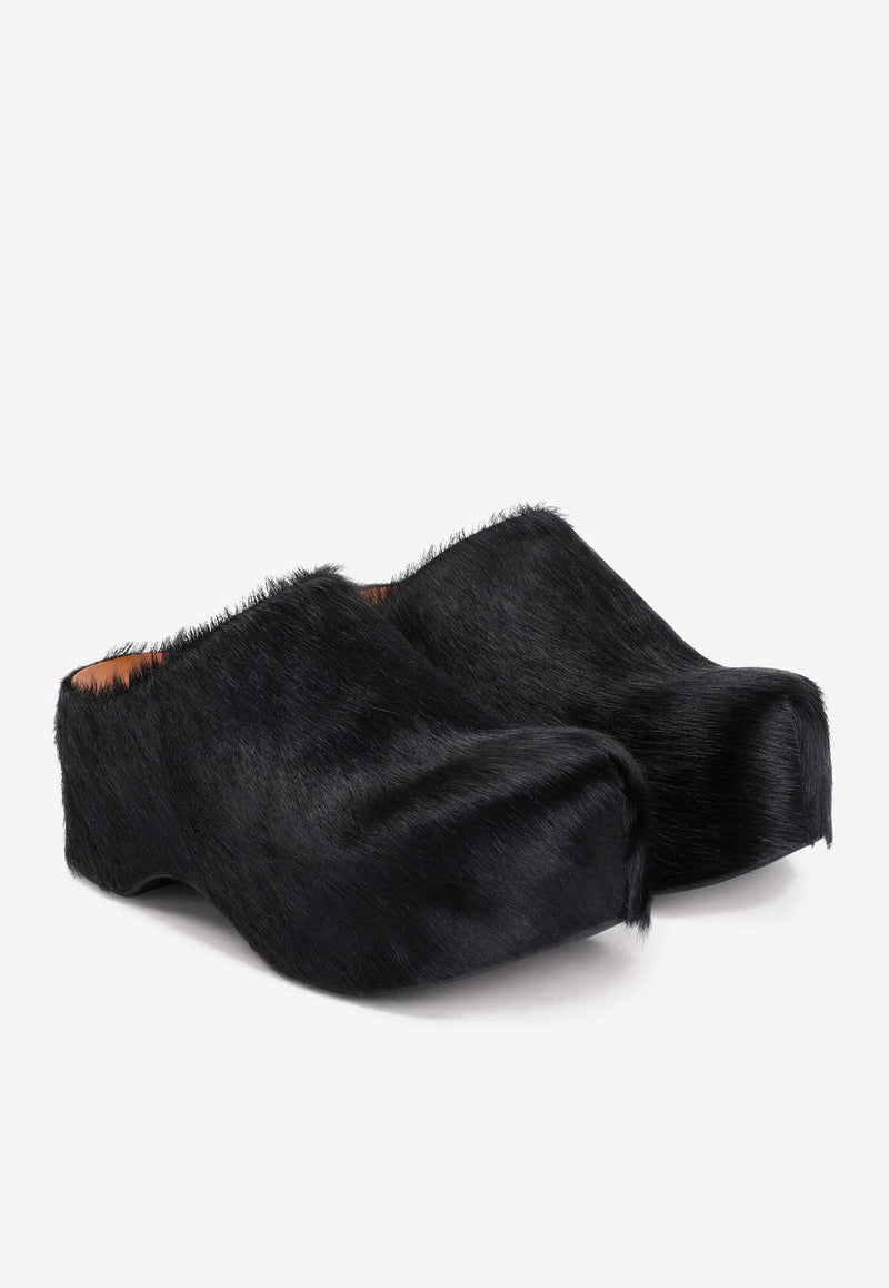 Calf Hair Sabot Slippers