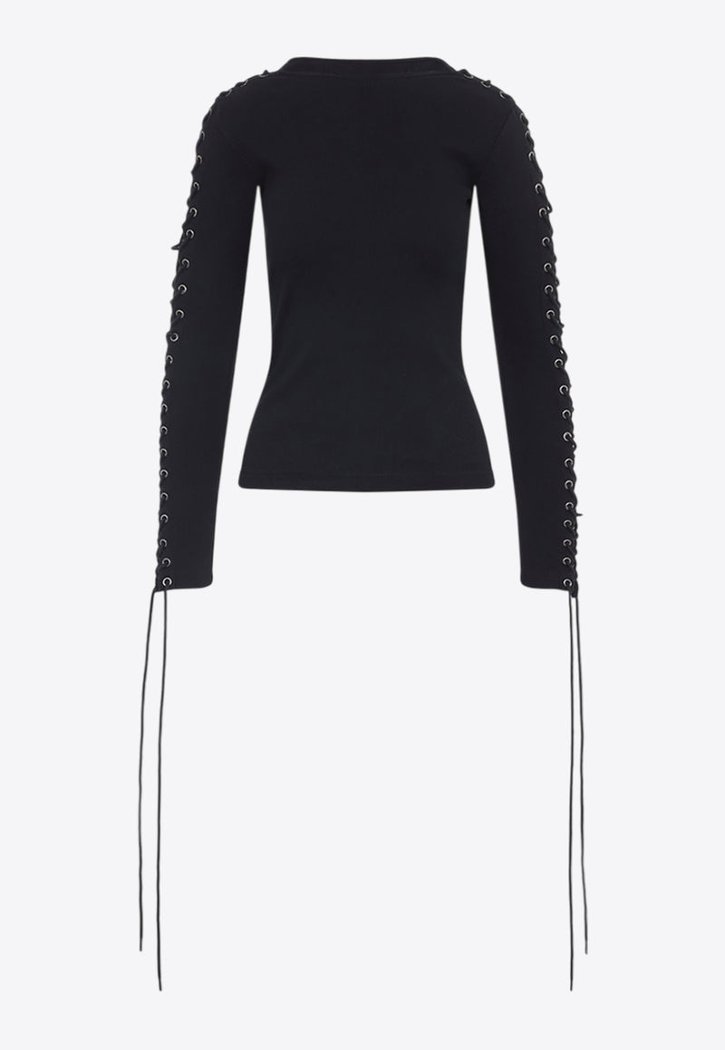 Lace-Up Sleeved Top