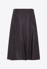 Slit Leather Midi Skirt