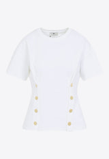 Crewneck T-shirt with Decorative-Buttons