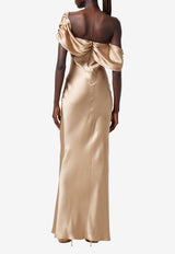 Giuseppe di Morabito One-Shoulder Draped Maxi Dress Beige 05FWDR500 05301_BEIGE