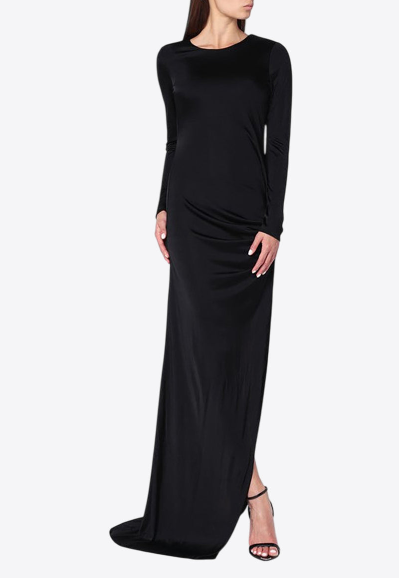 Giuseppe di Morabito Brooch Satin Maxi Dress Black 05FWDR505X05315/R_MORAB-99
