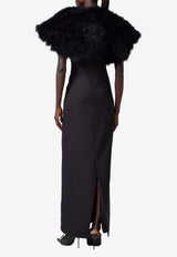 Giuseppe di Morabito Midi Dress with Feather-Shawl Black 05FWDR509 05368_BLACK