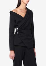 Giuseppe di Morabito Asymmetrical Top with Brooch Black 05FWJA124X05327A/R_MORAB-99