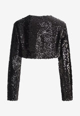 Giuseppe di Morabito Sequin-embellished Cropped Jacket Black 05FWJA132F 05306_BLACK