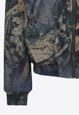 Graphic Print Denim Bomber Jacket