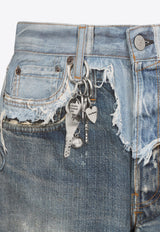 Distressed Paneled Jeans