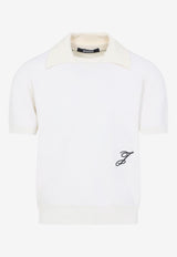 Signature J Ribbed Knit Polo T-shirt