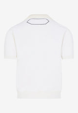 Signature J Ribbed Knit Polo T-shirt