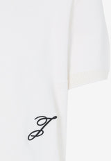 Signature J Ribbed Knit Polo T-shirt