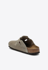 Birkenstock Boston Suede Flat Mules Taupe 060463SUE/Q_BIRKE-TA