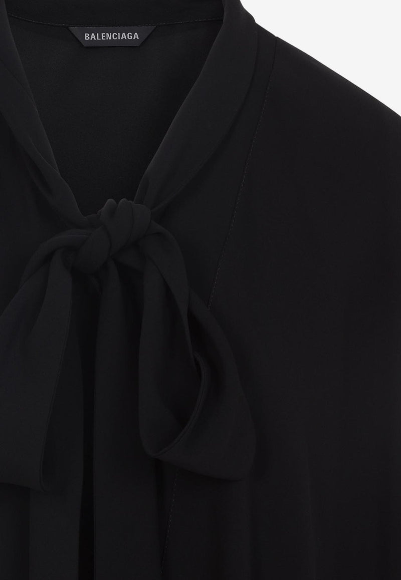 Asymmetric Silk Scarf Blouse