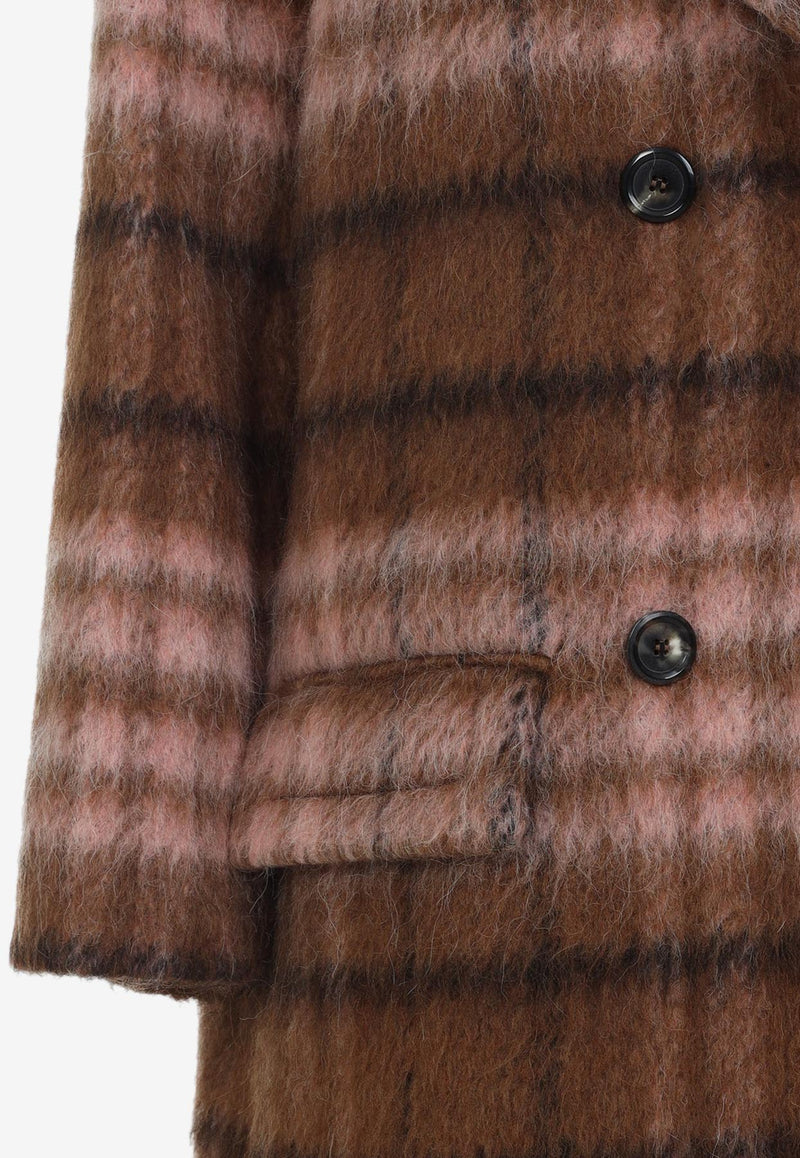 Double-Breasted Checked Coat