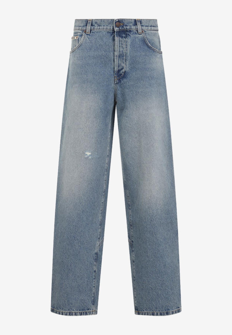 Straight-Leg Washed Jeans