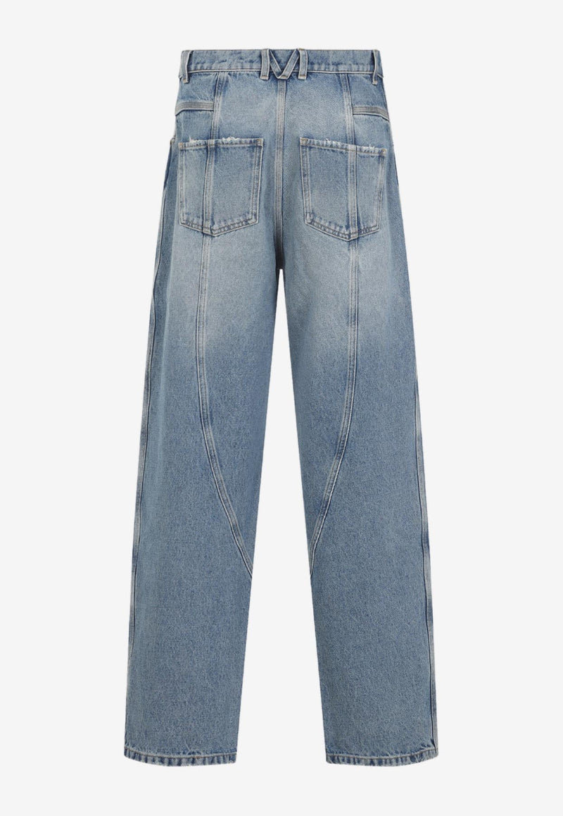 Straight-Leg Washed Jeans