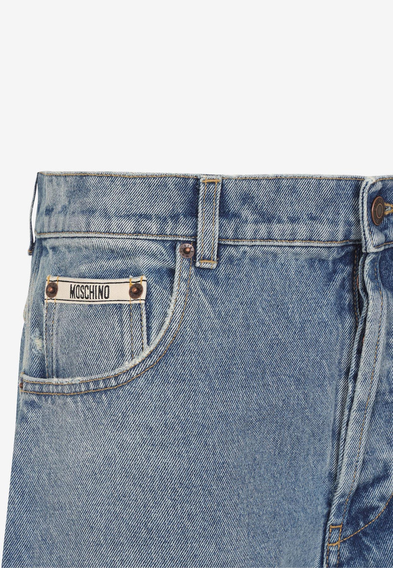 Straight-Leg Washed Jeans