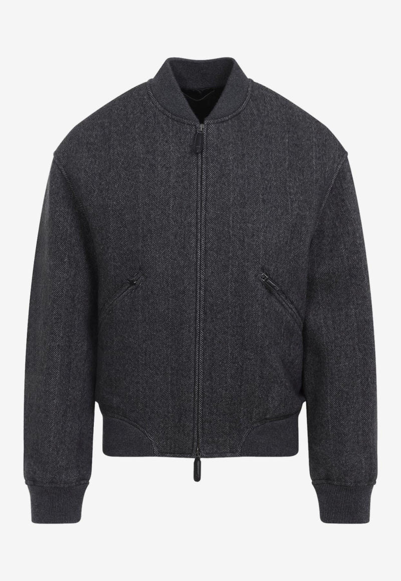 Cashmere Zip-Up Bomber Jacket