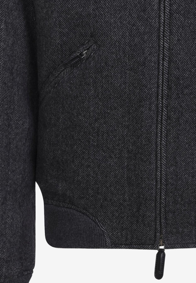 Cashmere Zip-Up Bomber Jacket