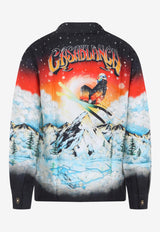 Graphic-Print Long-Sleeved Silk Shirt