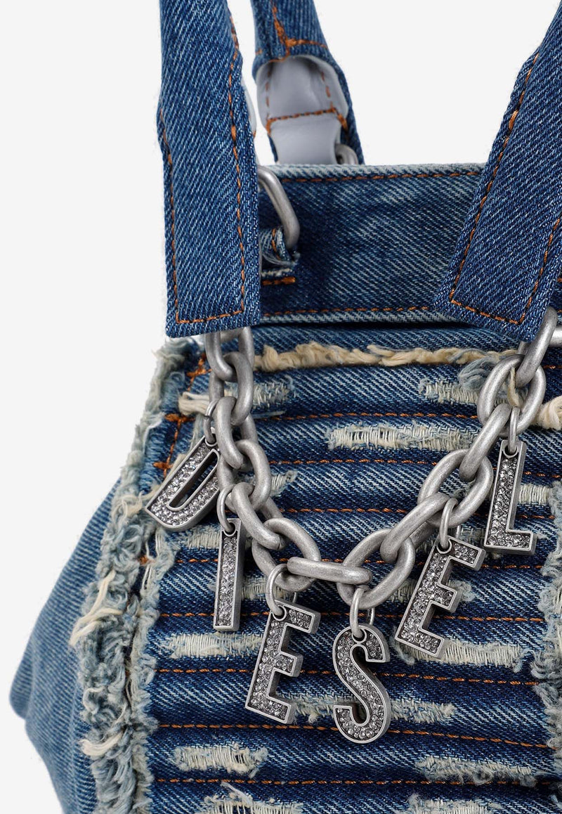 XS D-Vina Distressed Denim Top Handle Bag