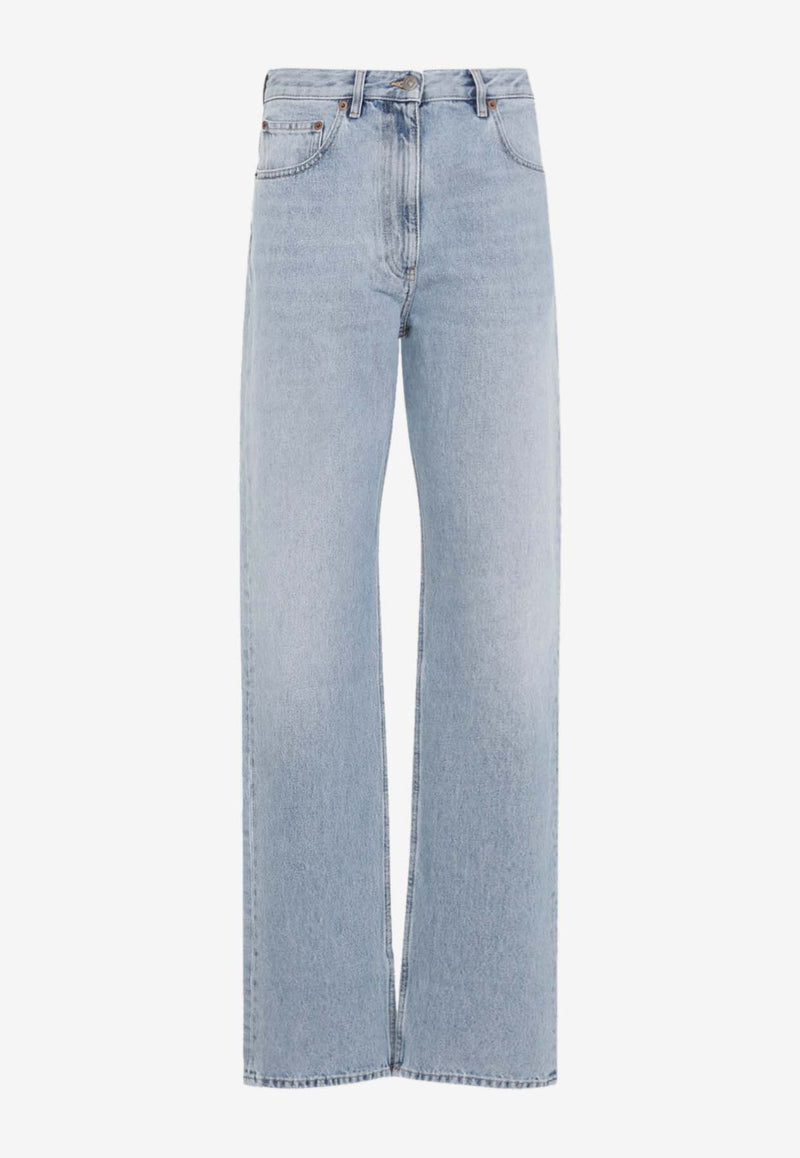Washed-Out Straight-Leg Jeans