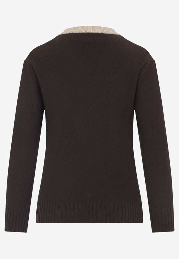 V-Neck Sweater in Wool and Cashmere