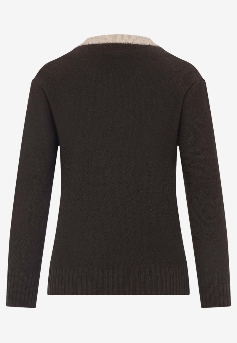 V-Neck Sweater in Wool and Cashmere