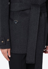 Philosophy Di Lorenzo Serafini Asymmetrical-Placket Belted Wool Coat  Gray 06145759/P_PHILO-A0500