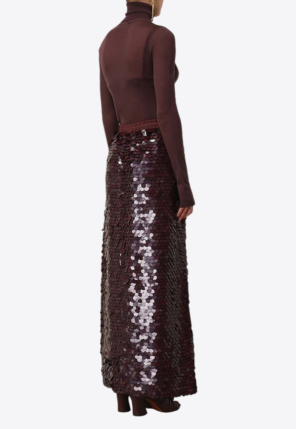 Zimmermann Eden Sequined Maxi Skirt Brown 0622SF242BROWN