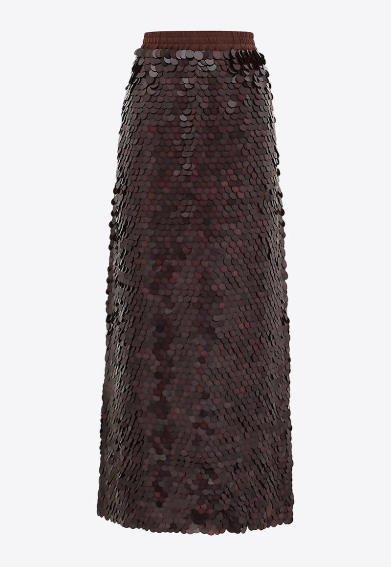 Zimmermann Eden Sequined Maxi Skirt Brown 0622SF242BROWN