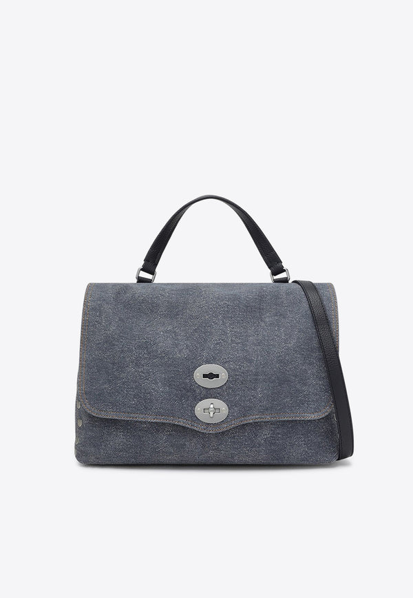 Zanellato Medium Postina Denim Top Handle Bag Blue 068010M1880000/Q_ZANEL-Z0593