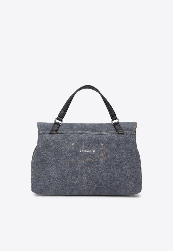 Zanellato Medium Postina Denim Top Handle Bag Blue 068010M1880000/Q_ZANEL-Z0593