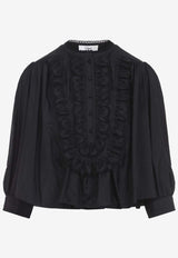 Long-Sleeved Cropped Flowy Blouse