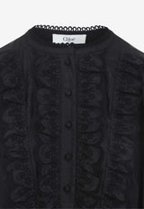 Long-Sleeved Cropped Flowy Blouse