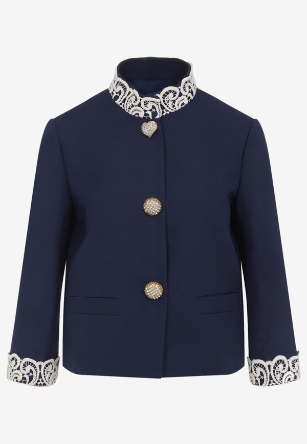 Lace-Insert Virgin Wool Jacket