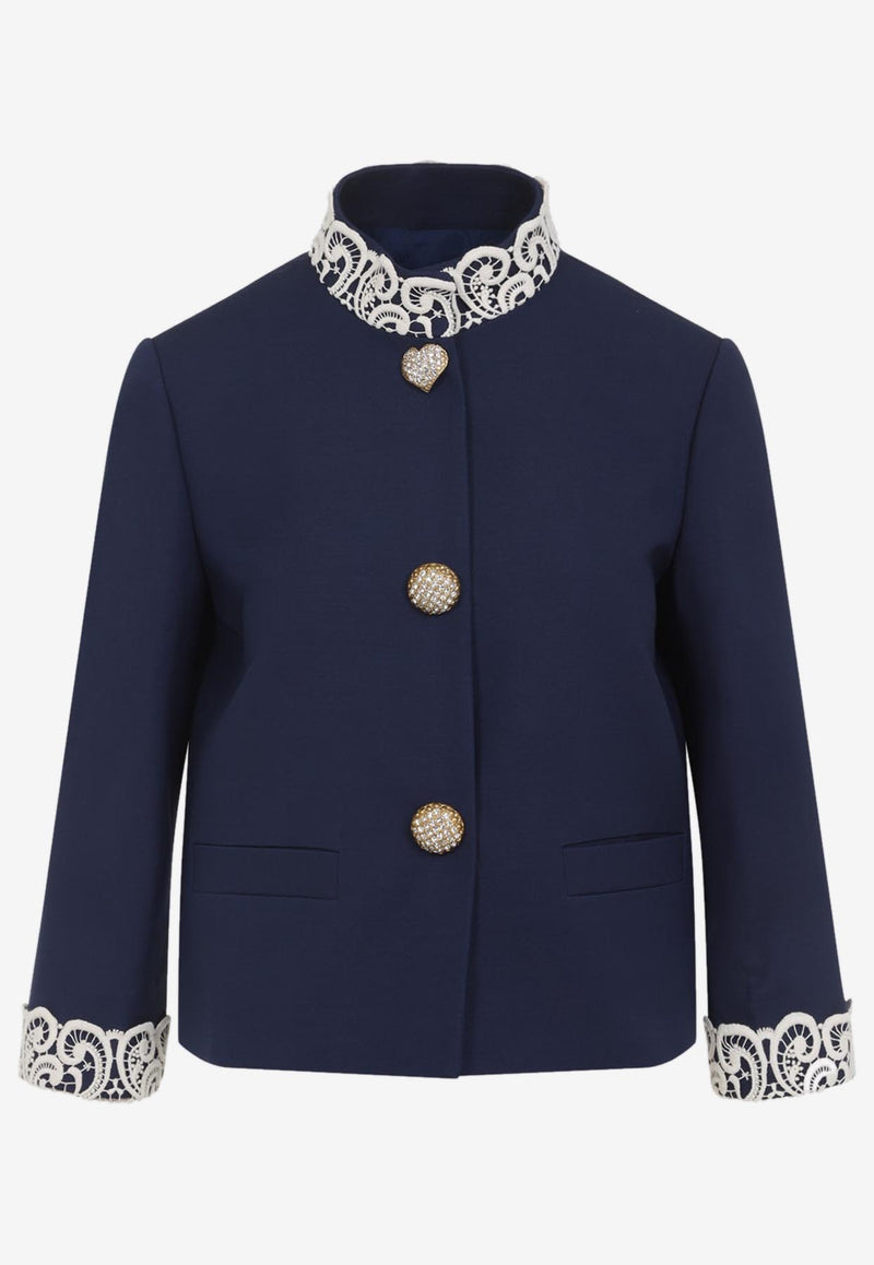 Lace-Insert Virgin Wool Jacket