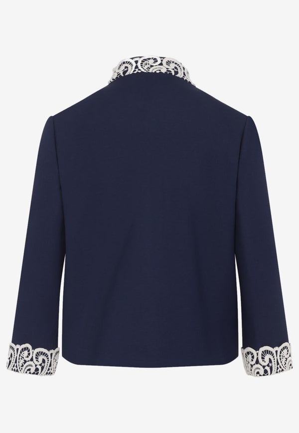 Lace-Insert Virgin Wool Jacket