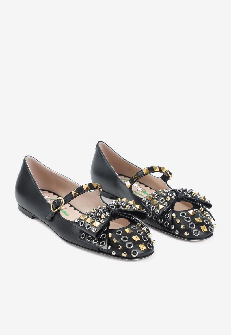 Bowow Studded Mary-Jane Ballet Flats