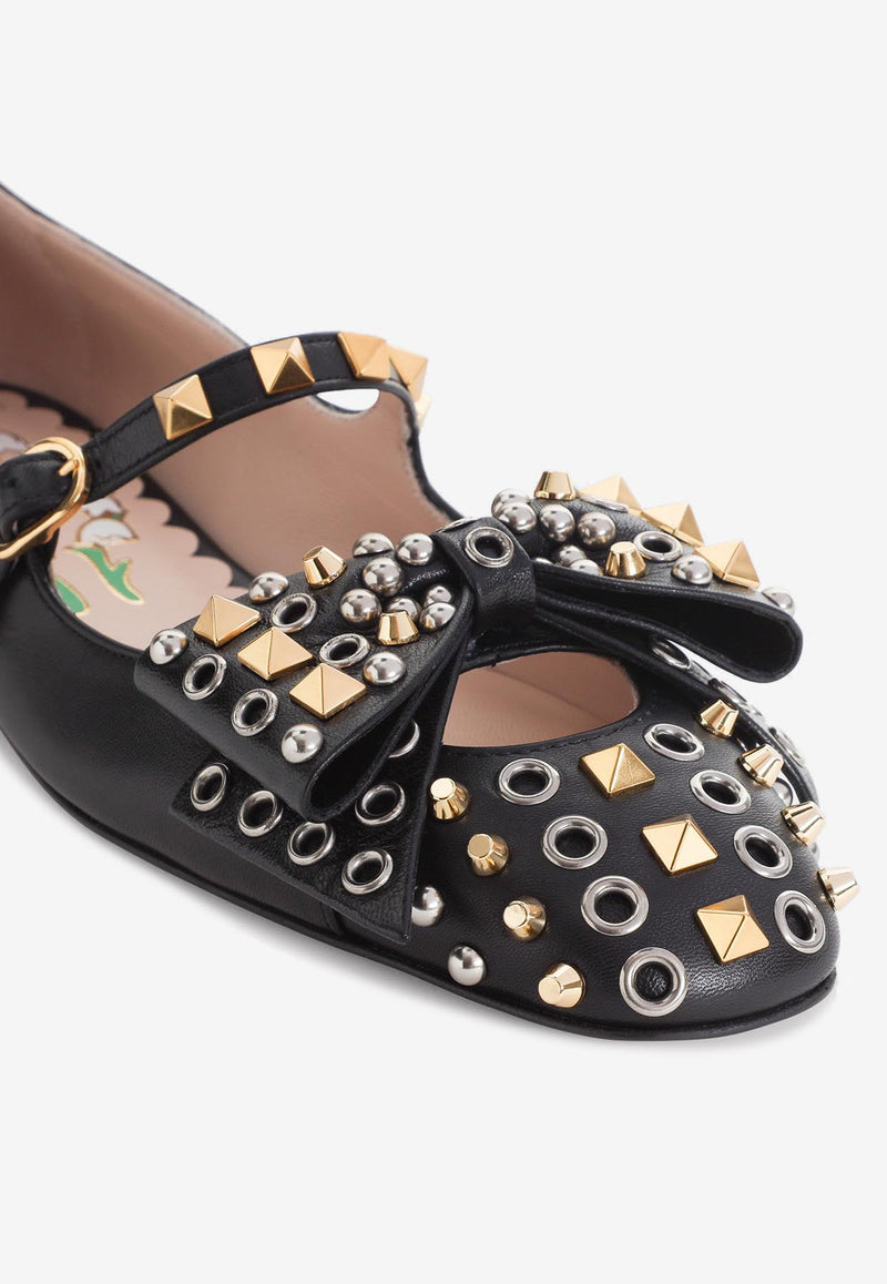 Bowow Studded Mary-Jane Ballet Flats
