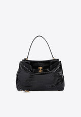 Medium Rodeo Top Handle Bag in Croc-Embossed Leather