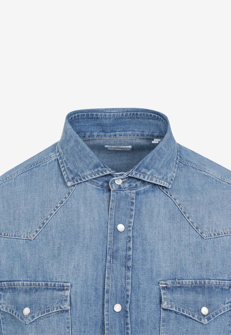 Long-Sleeved Denim Shirt