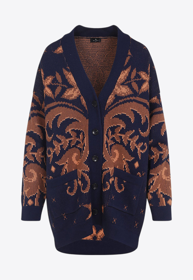 Paisley-Jacquard Wool Cardigan