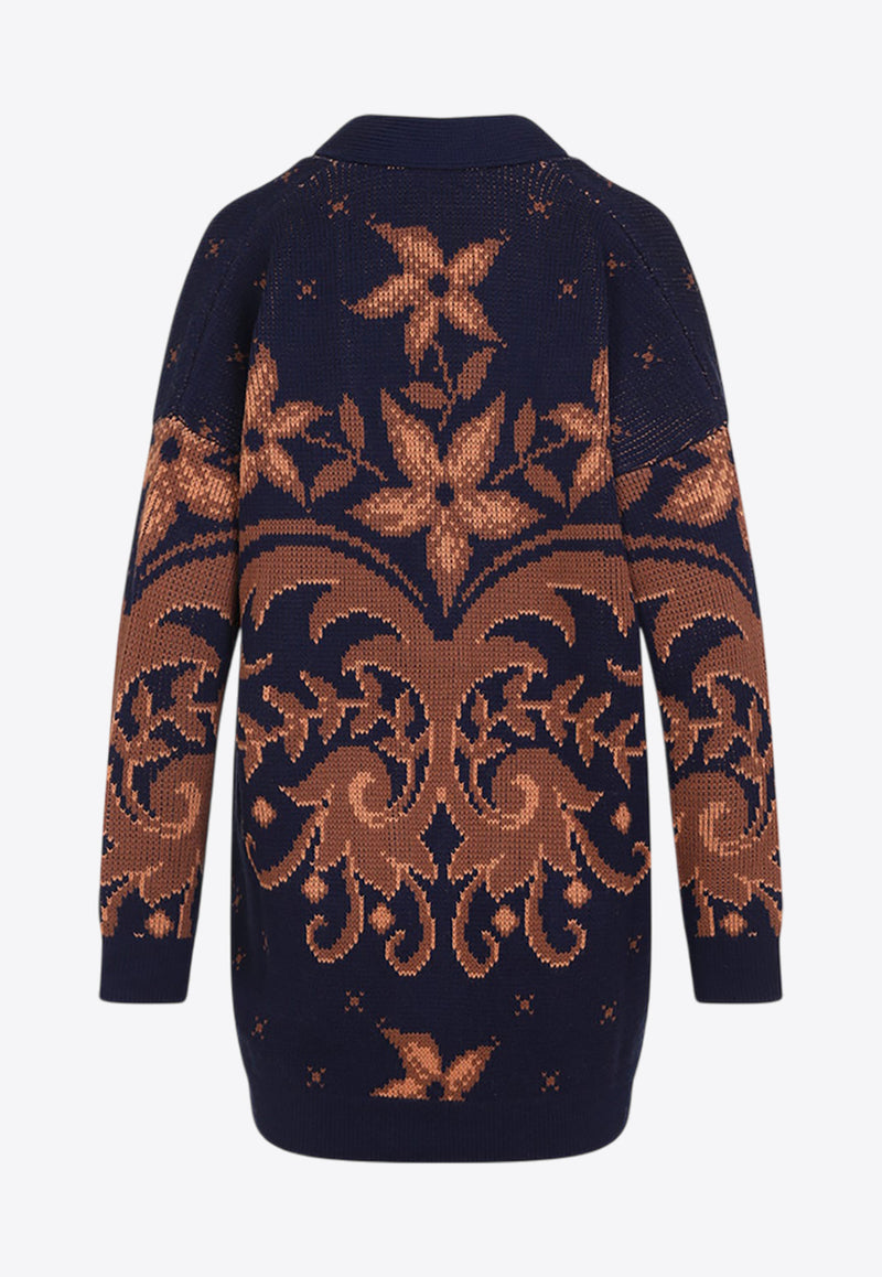 Paisley-Jacquard Wool Cardigan