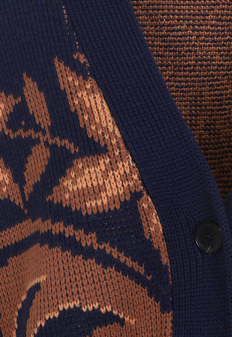 Paisley-Jacquard Wool Cardigan