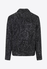 Knitted Paisley-Jacquard Zip-Up Cardigan