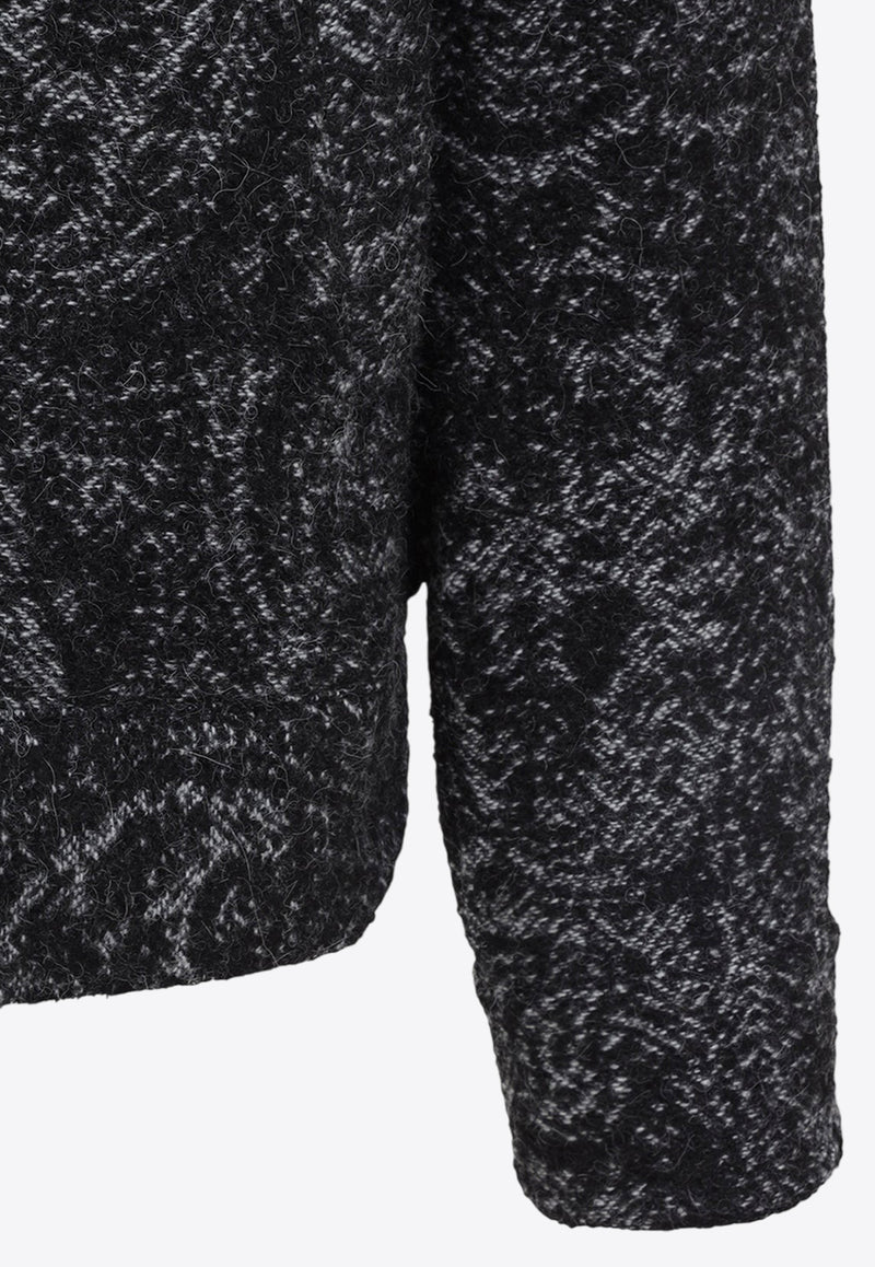 Knitted Paisley-Jacquard Zip-Up Cardigan