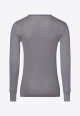 Hanro Long-Sleeved Crewneck Undershirt Gray 073402-2686GREY